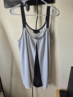 Lane Bryant White and Black Split-Back Camisole